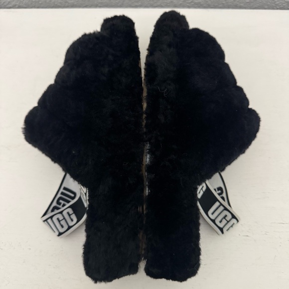 UGG Fluff Yeah Shearling Slingback Slide Slippers Black Size 10 - Picture 5 of 15